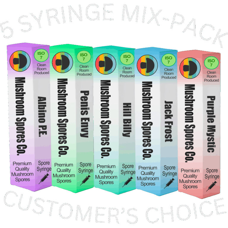 5 spore syringe mix pack