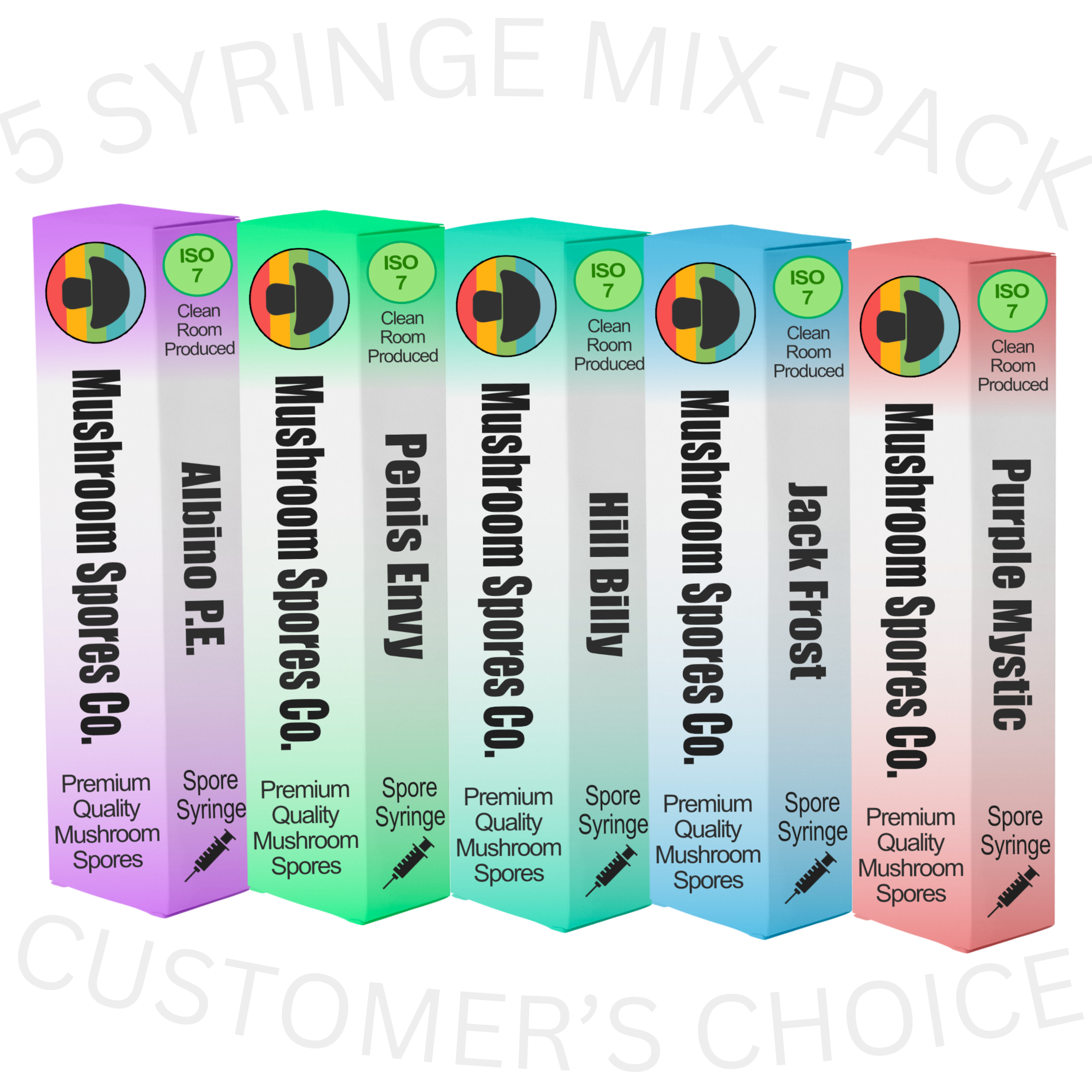 5 spore syringe mix pack